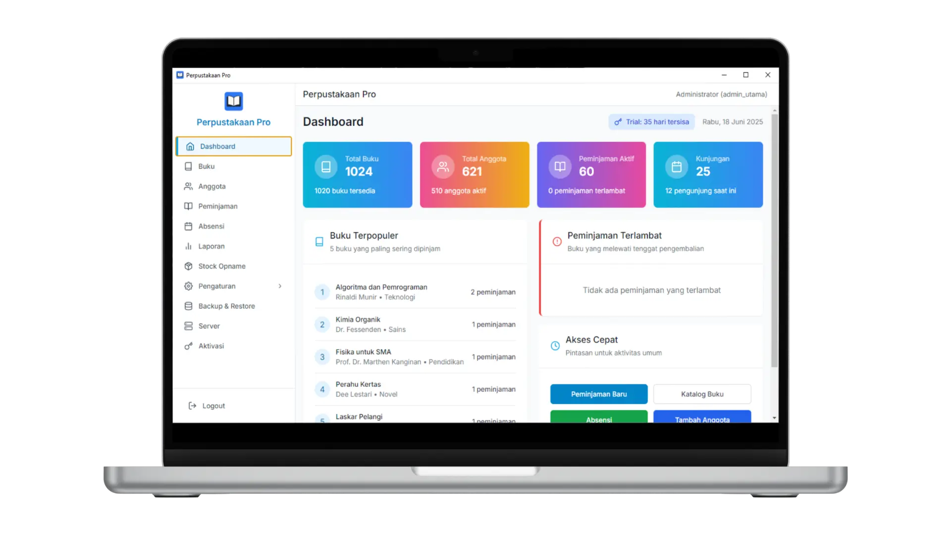 Dashboard Perpustakaan Pro